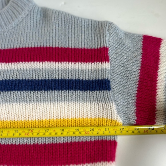 Rebecca Minkoff Brittany pale blue multi stripe mock neck wool blend sweater - Picture 15 of 16